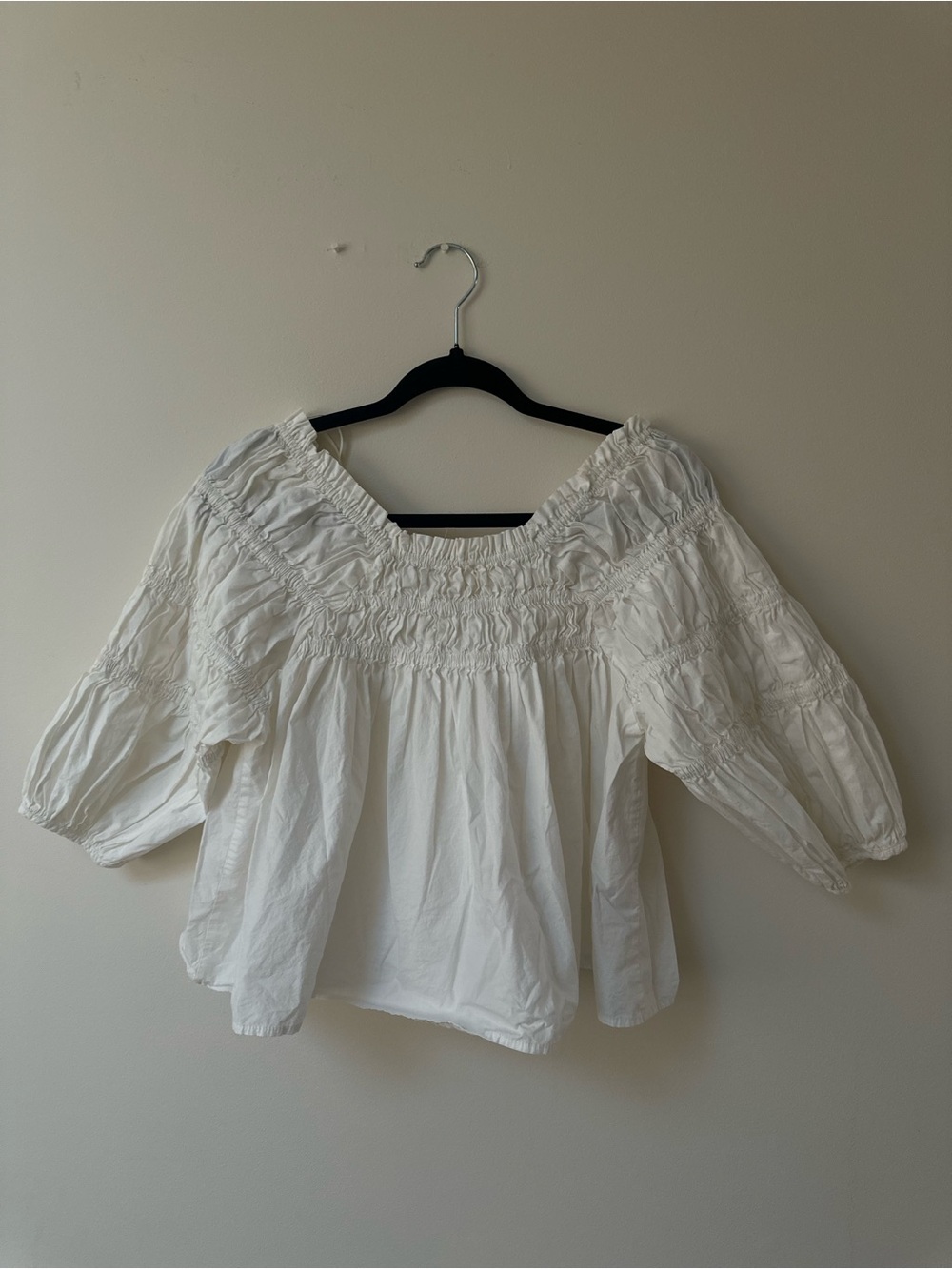 Free People White Off-Shoulder Smocked Blouse